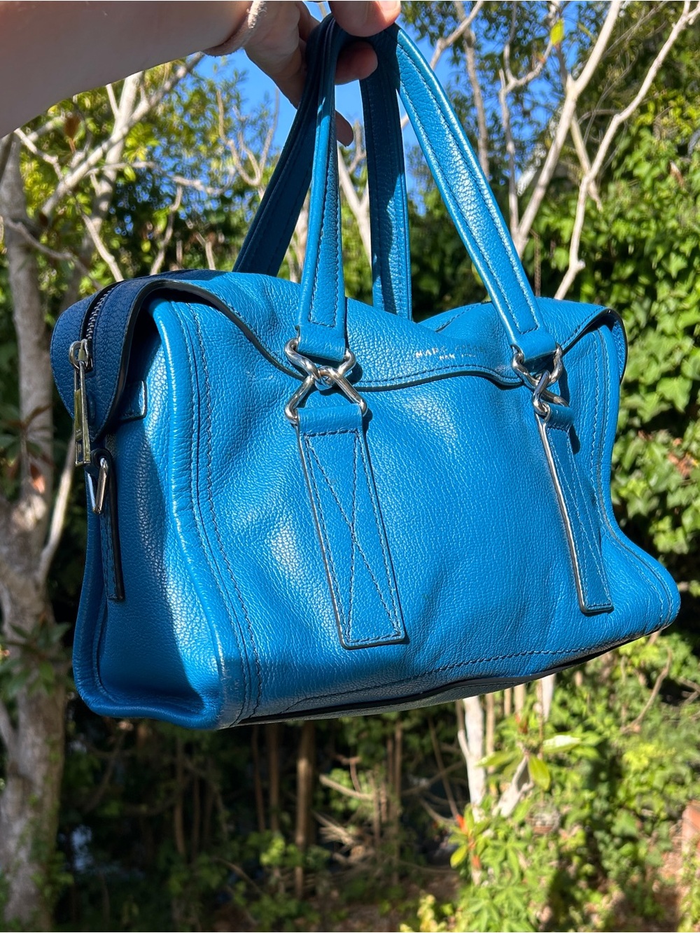 Marc Jacobs Wellington Fulton Vibrant Blue Leather Satchel / Shoulder Bag EUC